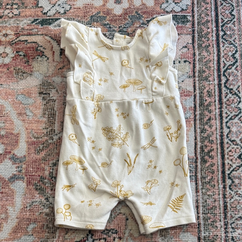Pehr Cream and Gold Nature Print One Piece
